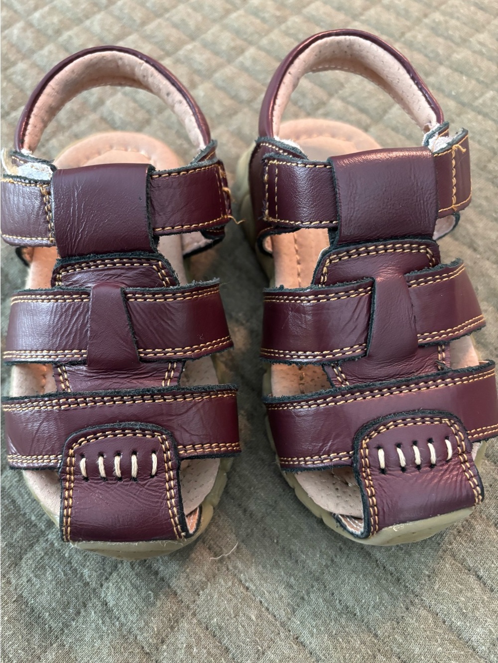 Kids Faux Leather Strap Sandals - Brown size 7 Toddler